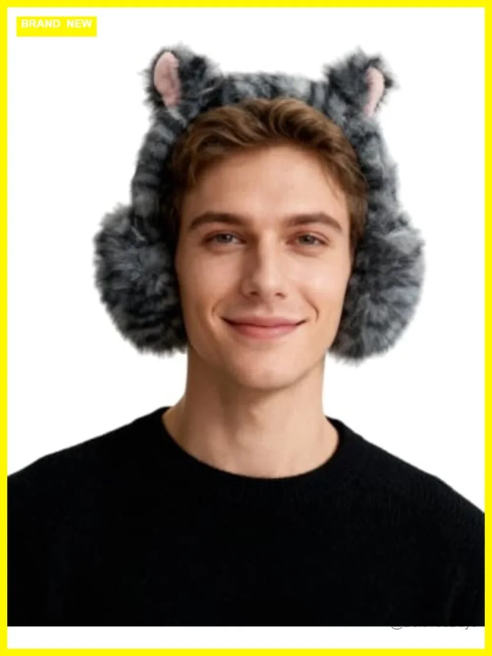 Faux Fur Winter Earmuffs for Women Men, Foldable Cat Ear Ear Warmers